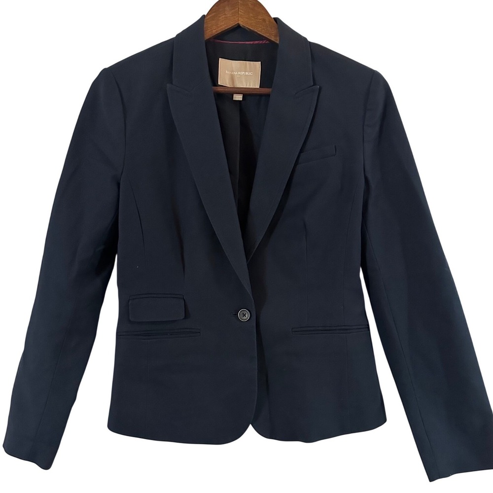 Banana Republic Navy Blue Womens 1-Button Blazer Size 8